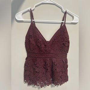 Abercrombie & Fitch Extra Small Floral Burgundy Tank Top